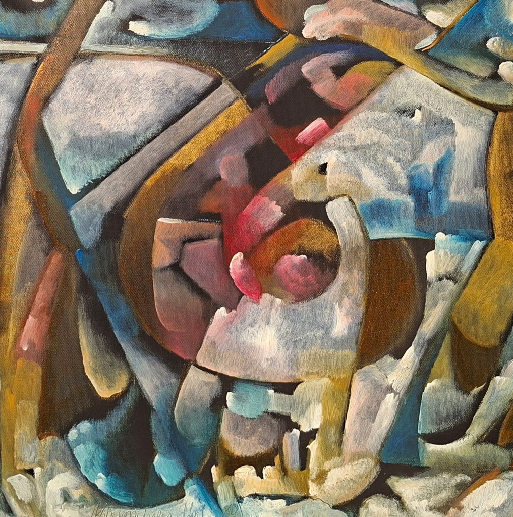 Detail aus dem Gemälde "DER FRÜHE WINTER" 2019, Öl auf Leinwand, 80 x 80 cm